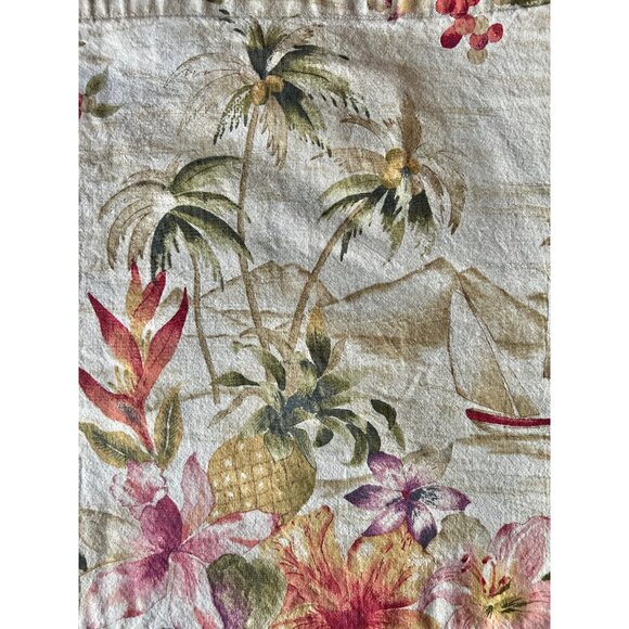 Tropical Floral & Nautical Tablecloth 46" X 60" Cotton Palms Flowers Boats Avon - Picture 1 of 10